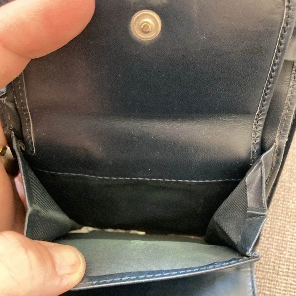 Vintage 2001 Christian Dior Trotter Monogram Navy Denim & Leather Wallet